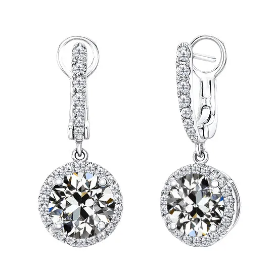 HarryChadEntcom Earrings Halo Mined Diamond Old Cut Drop Earrings Latch Backs 250 Carats HarryChadEntcom Earrings Halo Mined Diamond Old Cut Drop Earrings Latch Backs 250 Carats