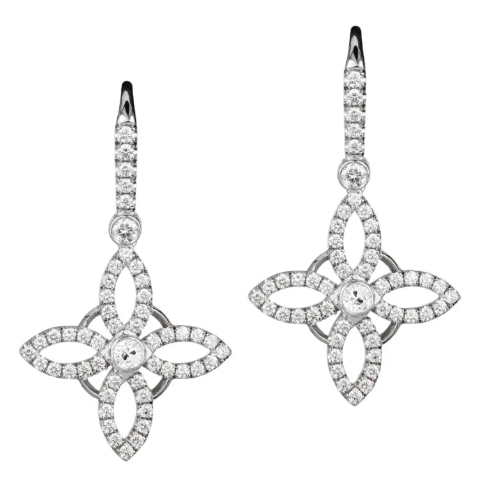 HarryChadEntcom Earrings Womens Round Old Cut Mined Diamond Dangle Earrings Flower Style 325 Carats HarryChadEntcom Earrings Womens Round Old Cut Mined Diamond Dangle Earrings Flower Style 325 Carats