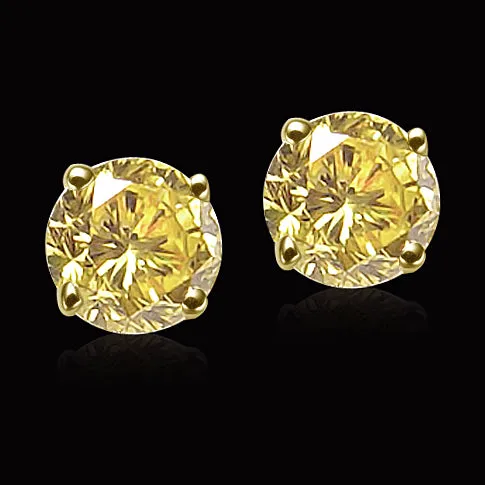 HarryChadEntcom Earrings Yellow Canary Studs Round Diamond Earrings