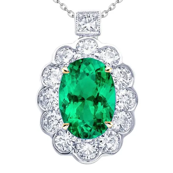 HarryChadEntcom Flower Style Gold Pendant Green Emerald Necklace Necklaces HarryChadEntcom Flower Style Gold Pendant Green Emerald Necklace Necklaces