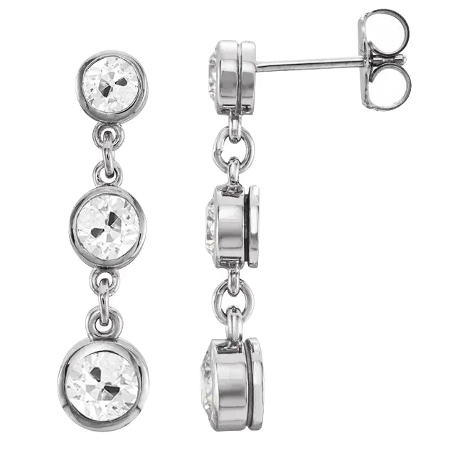 HarryChadEntcom Natural Earth Mined Diamond Dangle Earrings Bezel Set 5 Carats Round Old Cut White Gold Earrings HarryChadEntcom Natural Earth Mined Diamond Dangle Earrings Bezel Set 5 Carats Round Old Cut White Gold Earrings