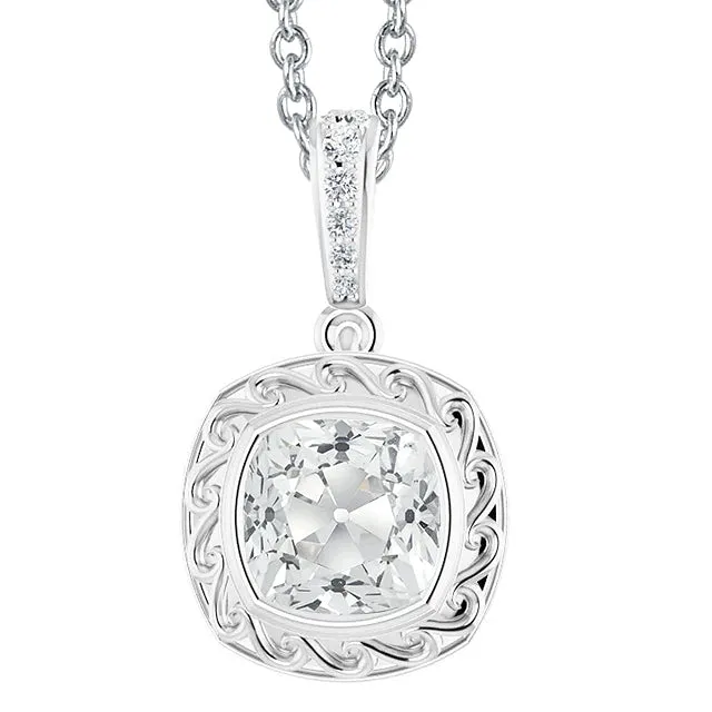 HarryChadEntcom Necklaces Gold 14K Square Natural Earth Mined Diamond Pendant Cushion Old Cut Bezel Set 6 Carats HarryChadEntcom Necklaces Gold 14K Square Natural Earth Mined Diamond Pendant Cushion Old Cut Bezel Set 6 Carats