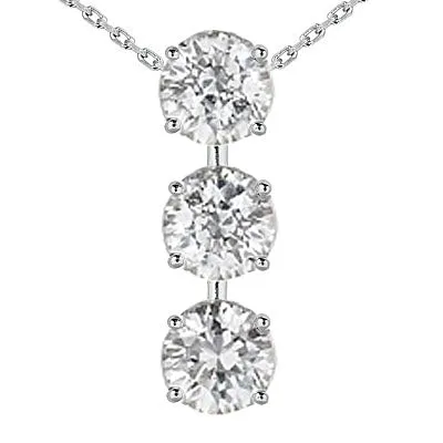HarryChadEntcom Necklaces Round Mined Diamond Three Stone Journey Pendant With Chain 6 Carats HarryChadEntcom Necklaces Round Mined Diamond Three Stone Journey Pendant With Chain 6 Carats