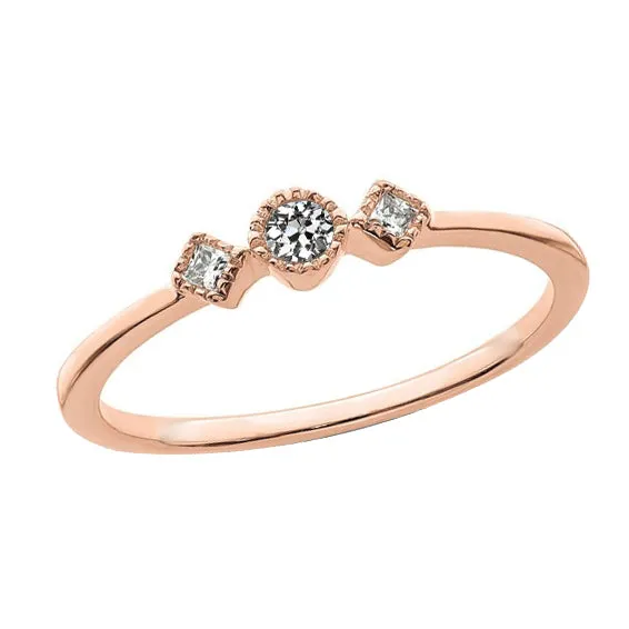 HarryChadEntcom Rings 3 Stone Princess Round Old Mine Cut Natural Earth Mined Diamond Ring Rose Gold 1 Carat HarryChadEntcom Rings 3 Stone Princess Round Old Mine Cut Natural Earth Mined Diamond Ring Rose Gold 1 Carat