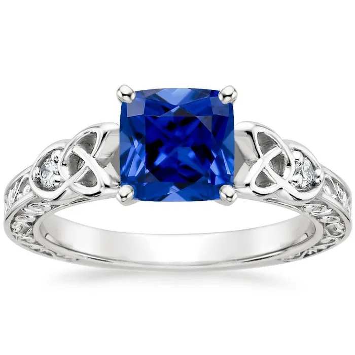 HarryChadEntcom Rings 3 Stone Vintage Style Blue Sapphire Ring Round Natural Earth Mined Diamonds 250 Carats HarryChadEntcom Rings 3 Stone Vintage Style Blue Sapphire Ring Round Natural Earth Mined Diamonds 250 Carats