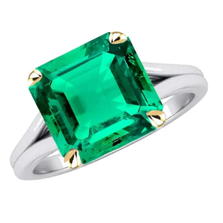 HarryChadEntcom Rings Asscher Cut Solitaire Green Emerald Ring Split Shank HarryChadEntcom Rings Asscher Cut Solitaire Green Emerald Ring Split Shank