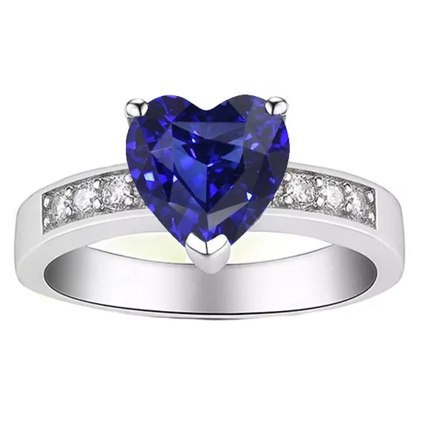 HarryChadEntcom Rings Blue Sapphire Natural Earth Mined Diamond Ring Heart Cut Gemstone Gold 14K 250 Carats HarryChadEntcom Rings Blue Sapphire Natural Earth Mined Diamond Ring Heart Cut Gemstone Gold 14K 250 Carats