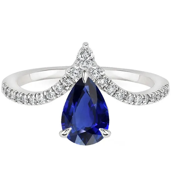 HarryChadEntcom Rings Blue Sapphire Ring Enhancer Pear Round Natural Earth Mined Diamond 450 Carats Gold 14K HarryChadEntcom Rings Blue Sapphire Ring Enhancer Pear Round Natural Earth Mined Diamond 450 Carats Gold 14K