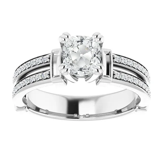 HarryChadEntcom Rings Cushion Old Mine Cut Genuine Natural Earth Mined Diamond Ring Double Prong Channel Set 525 Carats HarryChadEntcom Rings Cushion Old Mine Cut Genuine Natural Earth Mined Diamond Ring Double Prong Channel Set 525 Carats