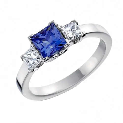 HarryChadEntcom Rings Gold Gemstone Princess Blue Sapphire Natural Earth Mined Diamond 3 Stone Ring 5 Carats HarryChadEntcom Rings Gold Gemstone Princess Blue Sapphire Natural Earth Mined Diamond 3 Stone Ring 5 Carats