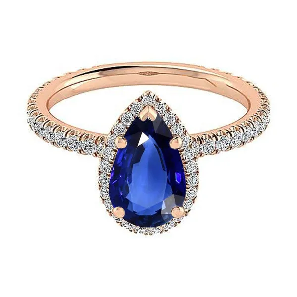 HarryChadEntcom Rings Halo Gold Anniversary Ring Pear Blue Sapphire Natural Earth Mined Diamonds 5 Carats HarryChadEntcom Rings Halo Gold Anniversary Ring Pear Blue Sapphire Natural Earth Mined Diamonds 5 Carats