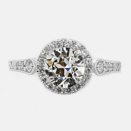 HarryChadEntcom Rings Halo Old Mine Cut Natural Earth Mined Diamond Ring With Accents 275 Carats Vintage Style HarryChadEntcom Rings Halo Old Mine Cut Natural Earth Mined Diamond Ring With Accents 275 Carats Vintage Style