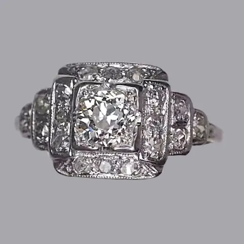 HarryChadEntcom Rings Ladies Halo Round Old Mine Cut Natural Earth Mined Diamond Ring 2 Carats Jewelry