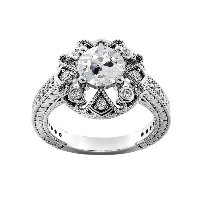 HarryChadEntcom Rings Ladies Wedding Ring Round Old Miner Real Natural Earth Mined Diamonds Antique Style 325 Carats HarryChadEntcom Rings Ladies Wedding Ring Round Old Miner Real Natural Earth Mined Diamonds Antique Style 325 Carats