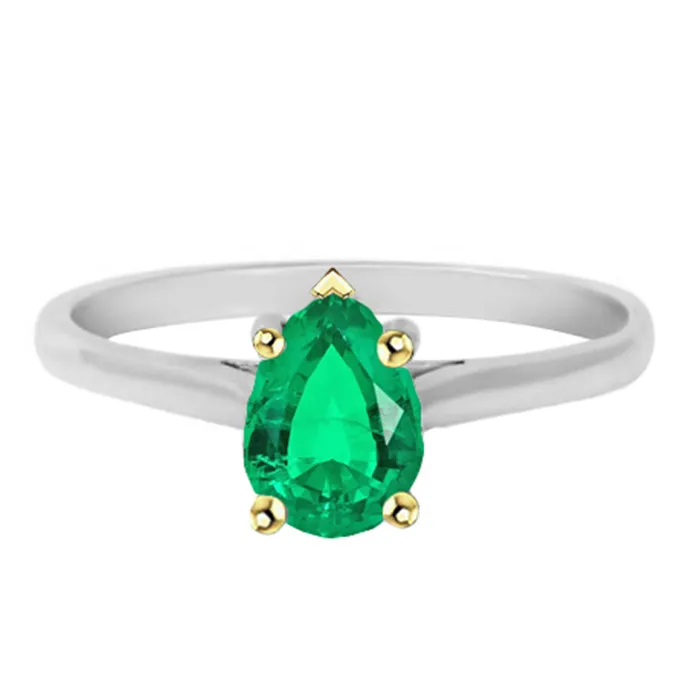 HarryChadEntcom Rings Pear Shape Green Emerald Solitaire Ring
