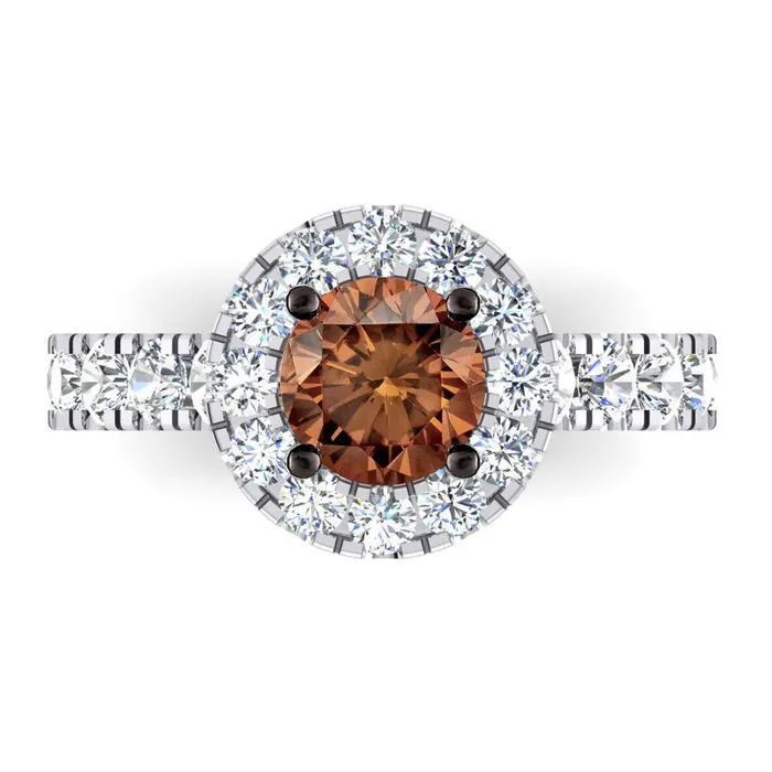 HarryChadEntcom Rings Real Round Cut Brown Diamond Halo Engagement Ring HarryChadEntcom Rings Real Round Cut Brown Diamond Halo Engagement Ring