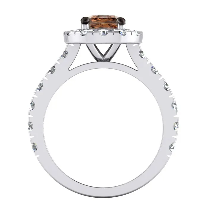 HarryChadEntcom Rings Real Round Cut Brown Diamond Halo Engagement Ring HarryChadEntcom Rings Real Round Cut Brown Diamond Halo Engagement Ring