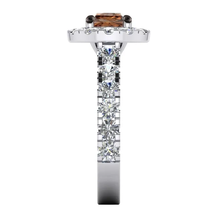 HarryChadEntcom Rings Real Round Cut Brown Diamond Halo Engagement Ring HarryChadEntcom Rings Real Round Cut Brown Diamond Halo Engagement Ring