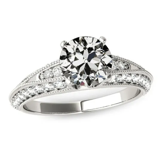 HarryChadEntcom Rings Round Old Miner Real Natural Earth Mined Diamond Wedding Ring Milgrain Shank 350 Carats HarryChadEntcom Rings Round Old Miner Real Natural Earth Mined Diamond Wedding Ring Milgrain Shank 350 Carats