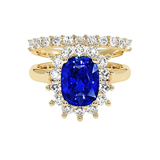 HarryChadEntcom Rings Yellow Gold Ceylon Sapphire Ring Set With Natural Earth Mined Diamond Accents 750 Carats HarryChadEntcom Rings Yellow Gold Ceylon Sapphire Ring Set With Natural Earth Mined Diamond Accents 750 Carats