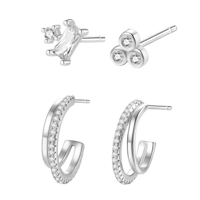 Hey Happiness Dazzling Earrings Set Sterling Silver Gold Earrings Hey Happiness Dazzling Earrings Set Sterling Silver Gold Earrings