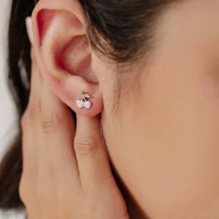 Hey Happiness Earrings Cherries Stud Earring Sterling Silver Hey Happiness Earrings Cherries Stud Earring Sterling Silver