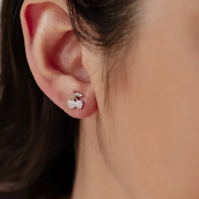 Hey Happiness Earrings Cherries Stud Earring Sterling Silver Hey Happiness Earrings Cherries Stud Earring Sterling Silver