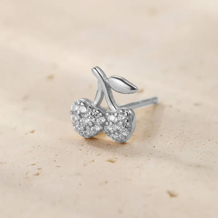 Hey Happiness Earrings Cherries Stud Earring Sterling Silver Hey Happiness Earrings Cherries Stud Earring Sterling Silver