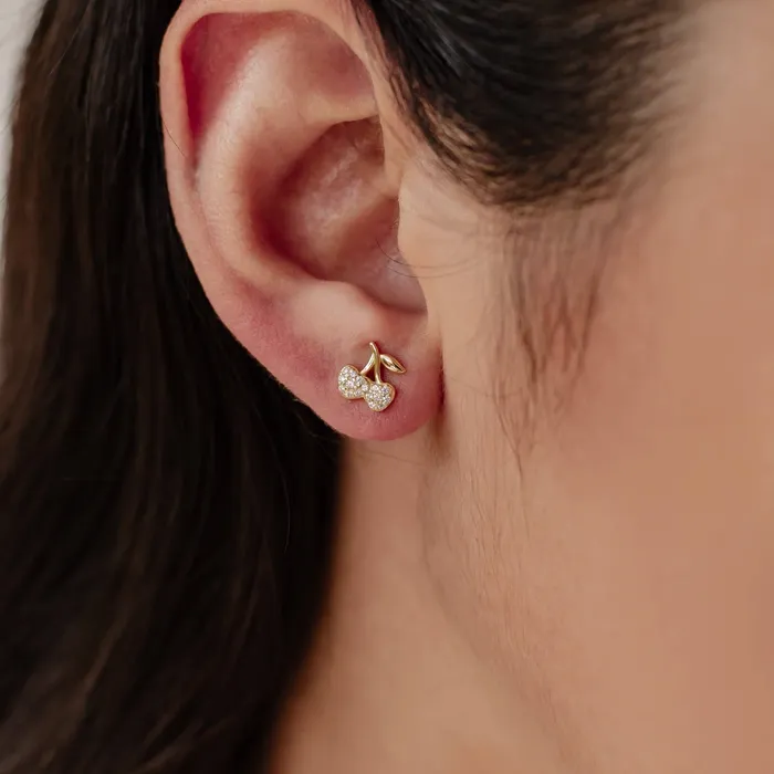 Hey Happiness Earrings Cherries Stud Earring Sterling Silver Hey Happiness Earrings Cherries Stud Earring Sterling Silver