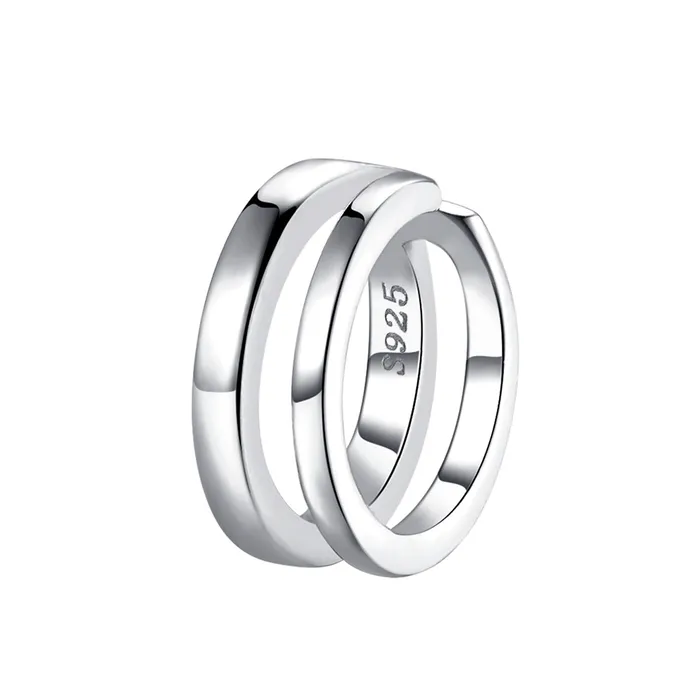 Hey Happiness Earrings Double Hoop Ear Cuff Sterling Silver