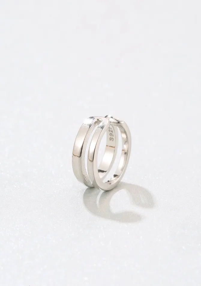 Hey Happiness Earrings Double Hoop Ear Cuff Sterling Silver Hey Happiness Earrings Double Hoop Ear Cuff Sterling Silver