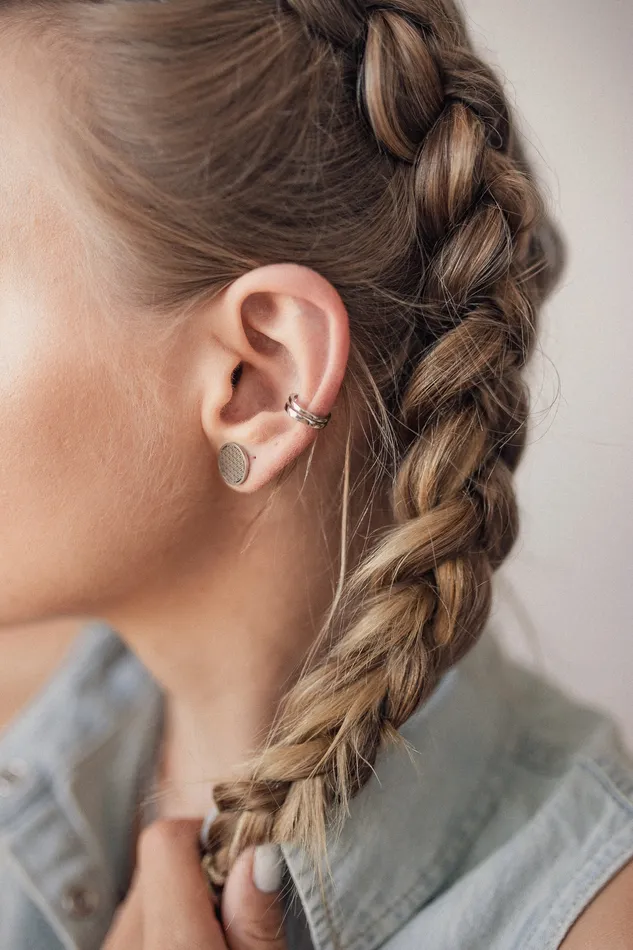 Hey Happiness Earrings Double Hoop Ear Cuff Sterling Silver Hey Happiness Earrings Double Hoop Ear Cuff Sterling Silver