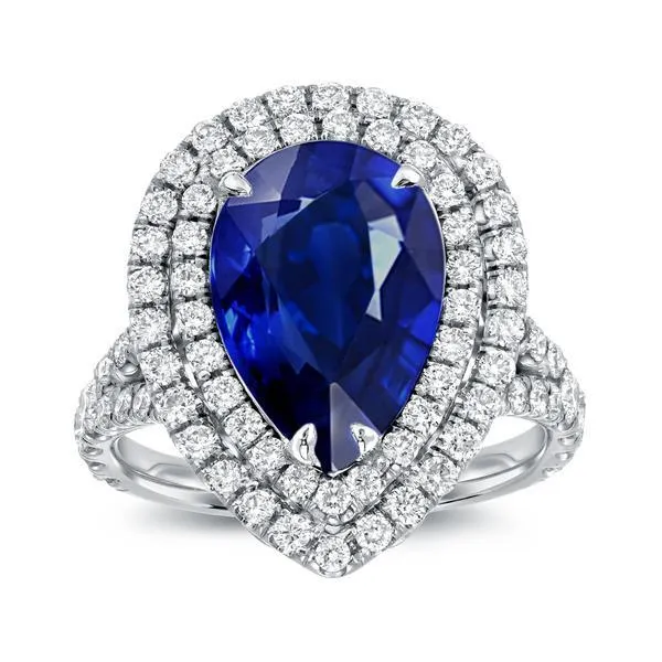 Huge Sapphire Double Halo Ring GB Rings