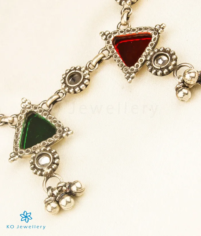 JP Nagar Necklaces The Mahira Silver Glass Necklace