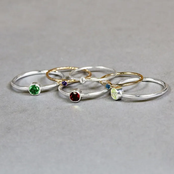 KS Sterling Silver 4mm Bezel Stacking Ring SIZE 8 Rings