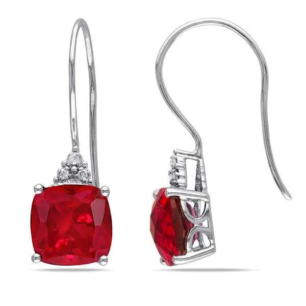 Ladies Dangle Earrings 830 Ct Ruby With Natural Earth Mined Diamonds White Gold 14K GB Earrings Ladies Dangle Earrings 830 Ct Ruby With Natural Earth Mined Diamonds White Gold 14K GB Earrings