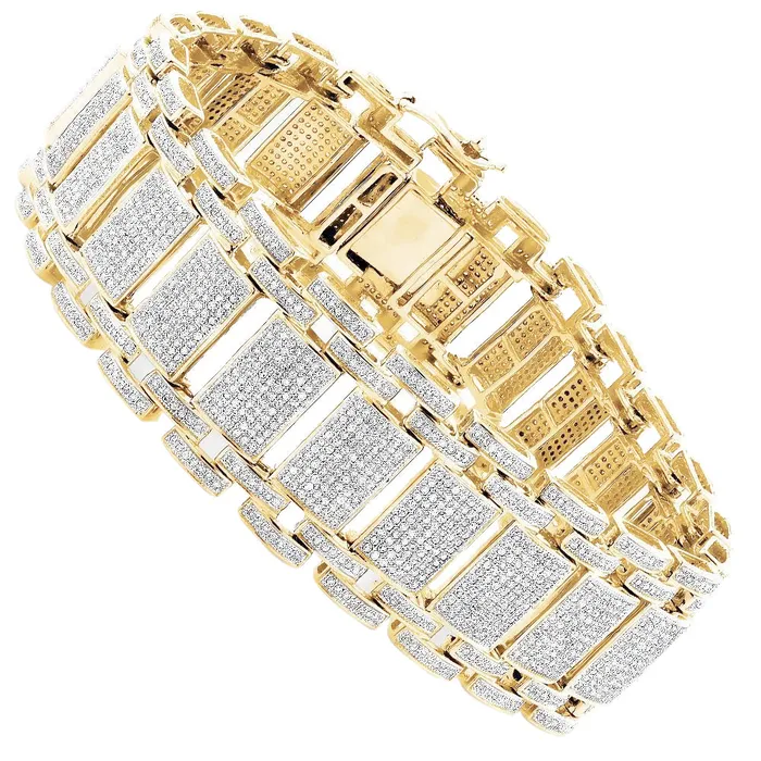 Mens Sparkling 1450 Carats Natural Earth Mined Diamonds Bracelet Gold Yellow 14K GB Bracelets Mens Sparkling 1450 Carats Natural Earth Mined Diamonds Bracelet Gold Yellow 14K GB Bracelets