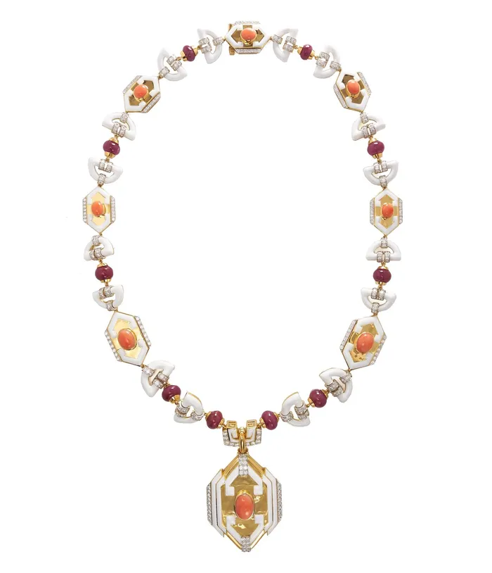 Necklaces David Webb Aztec Necklace