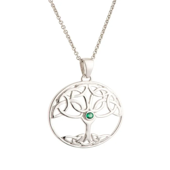 Necklaces Galway Galway Tree Of Life Green Crystal Silver Pendant 32 Gms Rhodium Plated Necklaces Galway Galway Tree Of Life Green Crystal Silver Pendant 32 Gms Rhodium Plated
