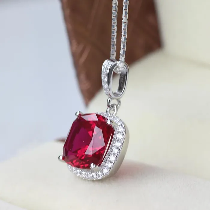 Necklaces GB Red Ruby With Natural Earth Mined Diamonds 825 Ct Pendant Necklace 14K Gold White Necklaces GB Red Ruby With Natural Earth Mined Diamonds 825 Ct Pendant Necklace 14K Gold White