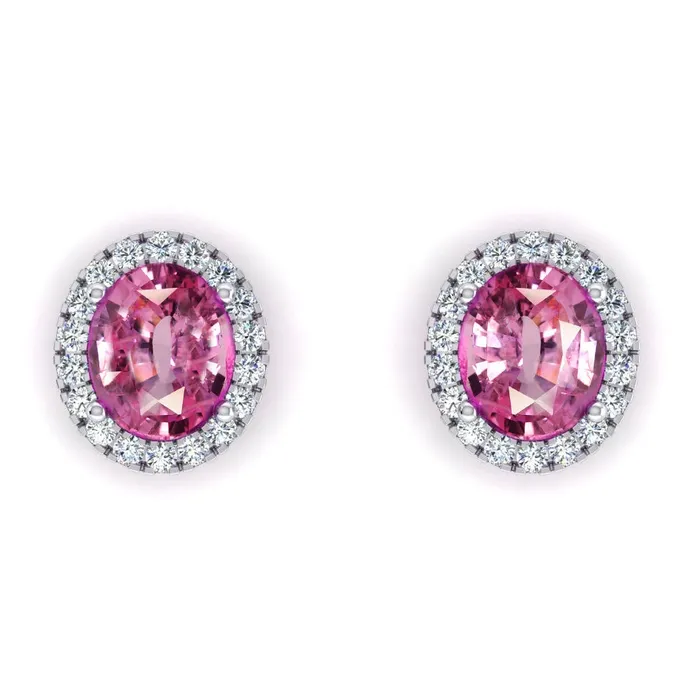 Pink Sapphire Halo Diamond Stud Earrings HarryChadEntcom Earrings Pink Sapphire Halo Diamond Stud Earrings HarryChadEntcom Earrings
