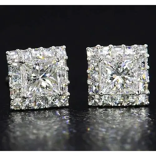 Princess Cut Natural Earth Mined Diamond Stud Earrings Jewelry White Gold 14K 2 Carats GB Earrings Princess Cut Natural Earth Mined Diamond Stud Earrings Jewelry White Gold 14K 2 Carats GB Earrings