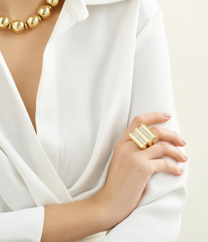 Radiator Ring Hammered 18K Gold David Webb Rings