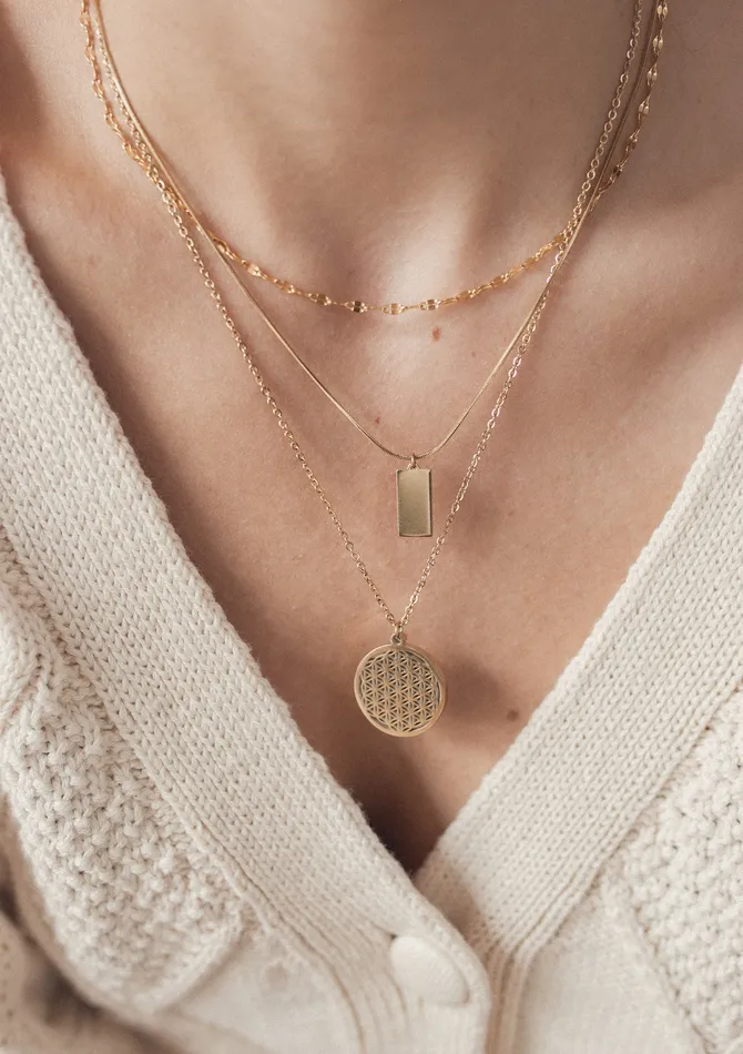 Rectangle Pendant Necklace Gold Hey Happiness Necklaces