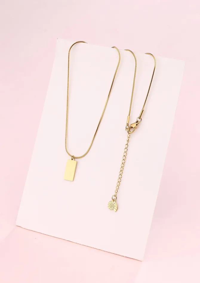 Rectangle Pendant Necklace Gold Hey Happiness Necklaces