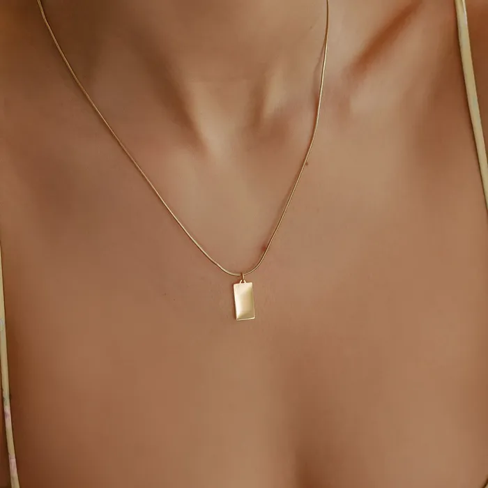 Rectangle Pendant Necklace Gold Hey Happiness Necklaces