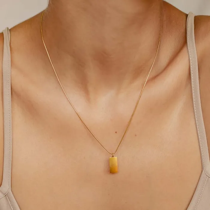 Rectangle Pendant Necklace Gold Hey Happiness Necklaces