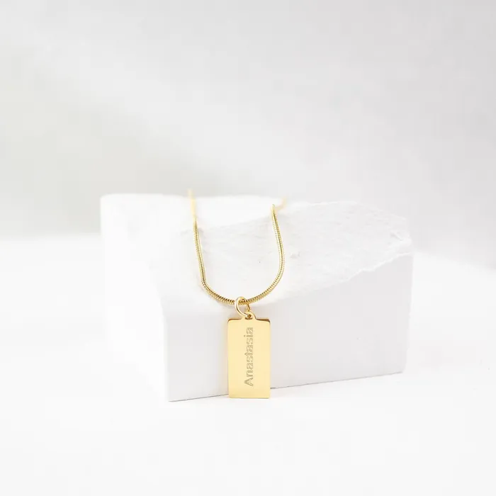Rectangle Pendant Necklace Gold Hey Happiness Necklaces