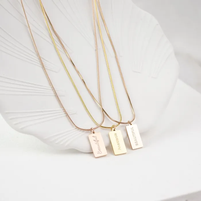Rectangle Pendant Necklace Gold Hey Happiness Necklaces