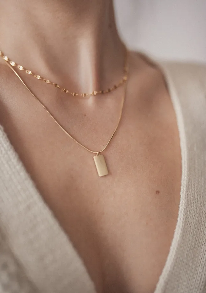 Rectangle Pendant Necklace Gold Hey Happiness Necklaces